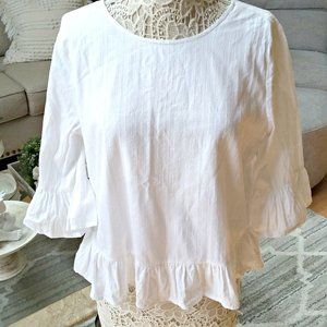 RUFFLE Hem & SLEEVES TIE BACK BLOUSE SZ XL